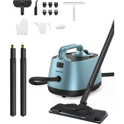 Aspiron Upgraded Steam Cleaner with 21 Accessories (Quick Heating, 1.5L Capacity, Heavy Duty Steam Cleaner Carpet, Upholstery, Floors, Tiles) - Cyan