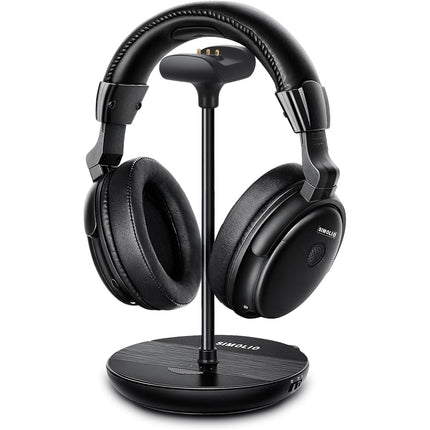 SIMOLIO Wireless Headphones for TV Watching with Dialogue Clarifying, Tone & Balance Control for Seniors, with Transmitter & Charging Stand & Spare Ba
