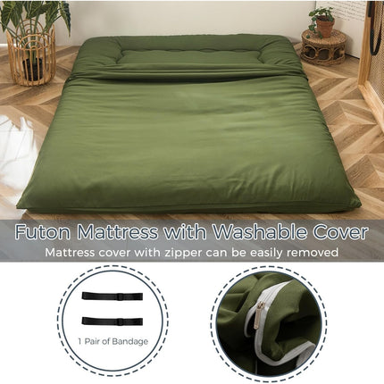 MAXYOYO 6" Japanese Floor Mattress Full Size Futon Mattress - Olive Green