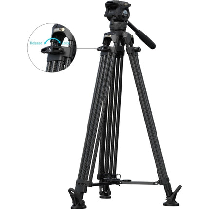 SmallRig 84''/214cm FreeSpeed Carbon Fiber Counterbalance Video Tripod, Heavy-Duty Camera Tripod with 6-Step Counterbalance, 4-Level Tilt/Pan Damping,