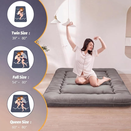 MAXYOYO 6" Japanese Floor Mattress Full Size Futon Mattress - Dark Grey