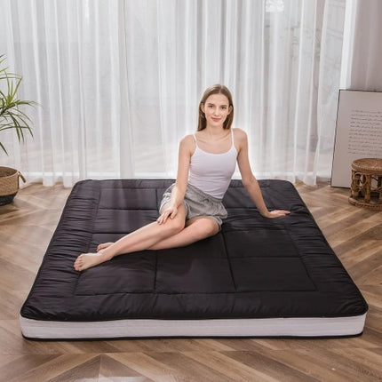 MAXYOYO Futon Mattress, Padded Japanese Floor Mattress Quilted Bed Mattress Topper - Black, Queen Size