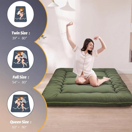 MAXYOYO 6" Japanese Floor Mattress Full Size Futon Mattress - Olive Green