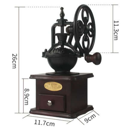 Manual Coffee Grinder Antique Cast Iron Hand Crank Coffee Mill with Grind Settings & Catch Drawer