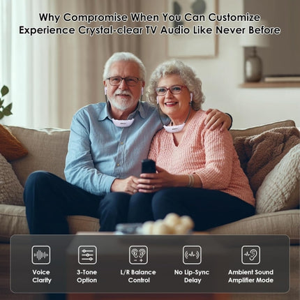 Open Box - SIMOLIO Dual Wireless Headphones for TV Watching with Spare Battery for Seniors and The Elderly, Tone and Balance Control, Ambient Sound Li
