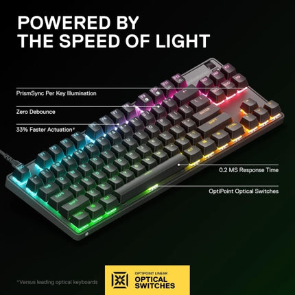 SteelSeries Apex 9 TKL – HotSwap Optical Mini Keyboard – TKL eSports Design – Optical Switches – RGB Customization – Aluminum Alloy Frame – Double Sho