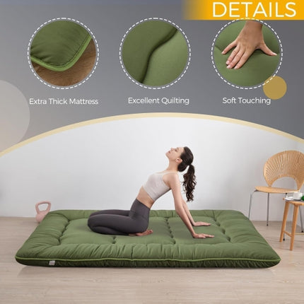 MAXYOYO 6" Japanese Floor Mattress Full Size Futon Mattress - Olive Green