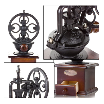 Manual Coffee Grinder Antique Cast Iron Hand Crank Coffee Mill with Grind Settings & Catch Drawer