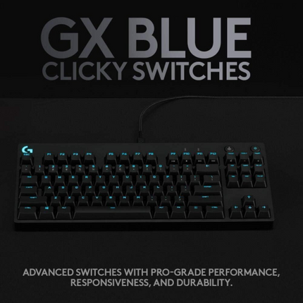 Logitech G PRO Mechanical Gaming Keyboard with GX Blues Clicky Switches, Tenkeyless Design, Detachable Micro USB Cable - Black (920-009388)