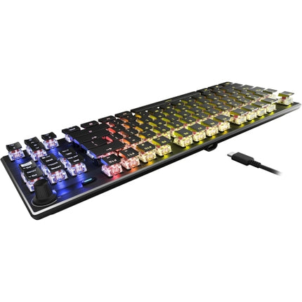 Turtle Beach Vulcan TKL Tenkeyless Linear Mechanical Titan Switch PC Gaming Keyboard with Per-Key AIMO RGB Lighting, Anodized Aluminum Top Plate - Bla