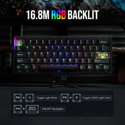 MechLands CIDOO QK61 V2 VIA Programmable 60% Compact Keyboard, USB-C/BT5.0/2.4Ghz Wireless, Hot Swappable Custom Mechanical Keyboard with Gasket Mount