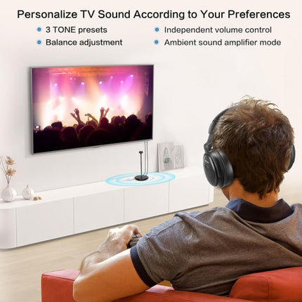SIMOLIO Wireless Headphones for TV Watching with Dialogue Clarifying, Tone & Balance Control for Seniors, with Transmitter & Charging Stand & Spare Ba