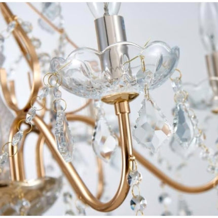 Saint Mossi 6 Light Crystal Chandelier Light Fixture Modern Chandelier Crystal Lighting, French Gold Crystal Raindrop Chandelier for Dining Room,Bedro