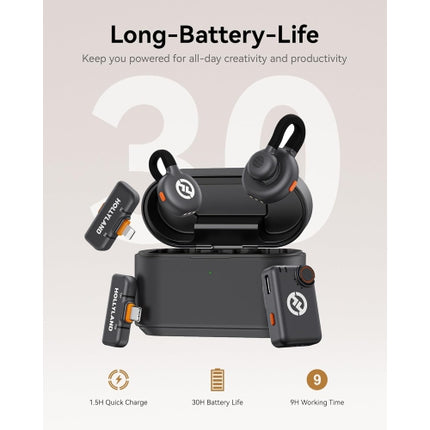Hollyland Lark M2S Ultimate Combo (Camera RX+USB-C RX+Lightning RX) Wireless Lavalier Microphone for iPhone/Camera/Android/PC, Compact Mic, Titanium C