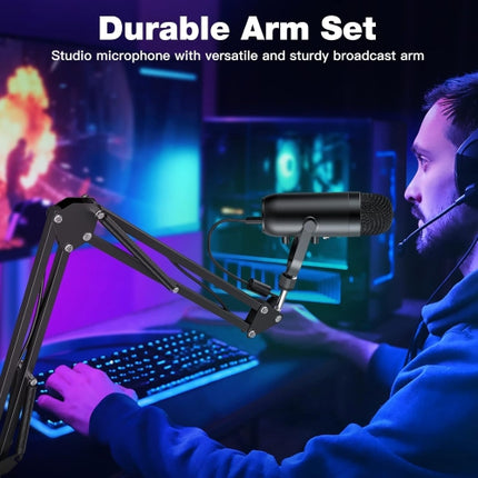 ZeaLSound Gaming Microphone Kit,Podcast Condenser USB Mic (Boom Arm,Supercardioid Microphone with Mute Button,Echo Volume Gain Knob)