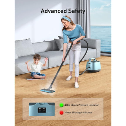 Aspiron Upgraded Steam Cleaner with 21 Accessories (Quick Heating, 1.5L Capacity, Heavy Duty Steam Cleaner Carpet, Upholstery, Floors, Tiles) - Cyan