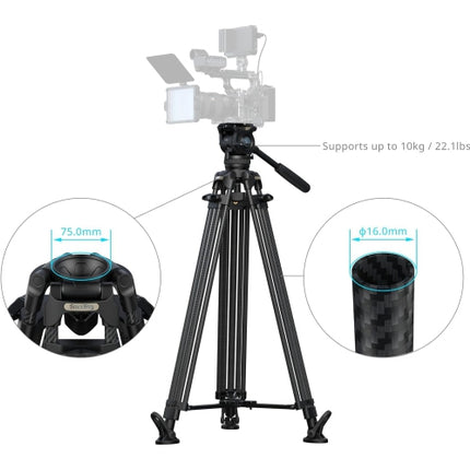 SmallRig 84''/214cm FreeSpeed Carbon Fiber Counterbalance Video Tripod, Heavy-Duty Camera Tripod with 6-Step Counterbalance, 4-Level Tilt/Pan Damping,