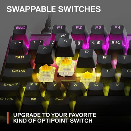 SteelSeries Apex 9 TKL – HotSwap Optical Mini Keyboard – TKL eSports Design – Optical Switches – RGB Customization – Aluminum Alloy Frame – Double Sho
