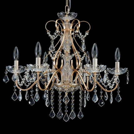 Saint Mossi 6 Light Crystal Chandelier Light Fixture Modern Chandelier Crystal Lighting, French Gold Crystal Raindrop Chandelier for Dining Room,Bedro