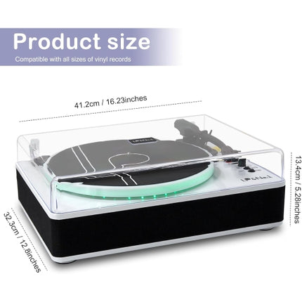 LP&No.1 Record Player with Built-in Stereo Speakers,LED Control,3-Speed Belt-Drive Vinyl Turntable with USB Playback & Recording,Wireless BT Input & O