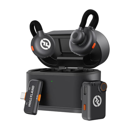 Hollyland LARK M2S Mini Combo Wireless Microphone System, Black, Camera RX and USB-C RX, 2 Transmitters, 7g Lightweight 