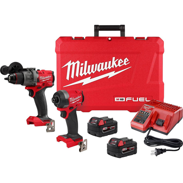 Milwaukee Tool M18 FUEL 18V Li-Ion Brushless Next Generation Hammer Drill Impact Driver Kit w/ (2) 5.0ah Battery