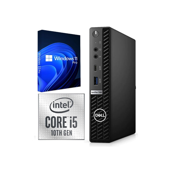 Refurbished (Excellent) - Dell Optiplex 7090 Micro Desktop - Intel Core i5-10500T - 16GB RAM - 256GB SSD - Windows 11 Pro - Black