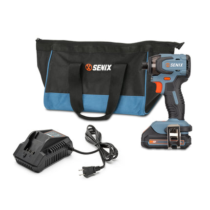 SENIX X2 20V Max* 1/4-Inch Cordless Impact Driver – Brushless, 130 ft-lbs Torque, 4-Speed, LED Light, Belt Clip, Include