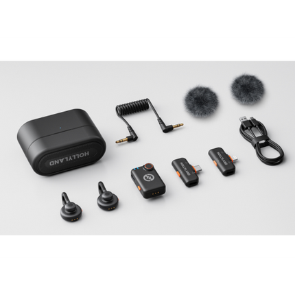 Hollyland Lark M2S Ultimate Combo (Camera RX+USB-C RX+Lightning RX) Wireless Lavalier Microphone for iPhone/Camera/Android/PC, Compact Mic, Titanium C