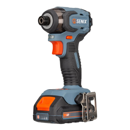 SENIX X2 20V Max* 1/4-Inch Cordless Impact Driver – Brushless, 130 ft-lbs Torque, 4-Speed, LED Light, Belt Clip, Include
