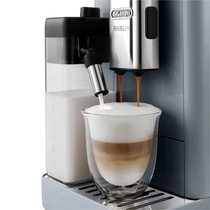 Refurbished Good-De'Longhi Rivelia Fully Automatic Espresso Machine, Pebble Grey
