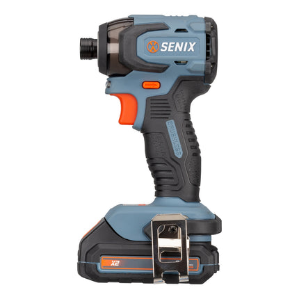 SENIX X2 20V Max* Cordless Power Tool Set — 1/2-Inch Cordless Hammer Drill/Driver, 1/4-Inch Cordless Impact Driver Drill