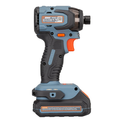 SENIX X2 20V Max* 1/4-Inch Cordless Impact Driver – Brushless, 130 ft-lbs Torque, 4-Speed, LED Light, Belt Clip, Include