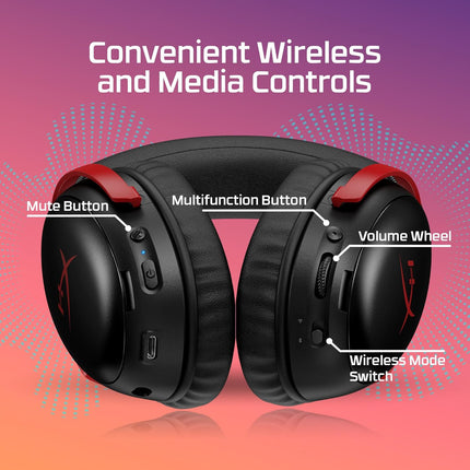 HyperX Cloud III S Wireless Gaming Headset – 2.4GHz & Bluetooth, Up to 200H Battery, 53mm Angled Drivers, Detachable Mic