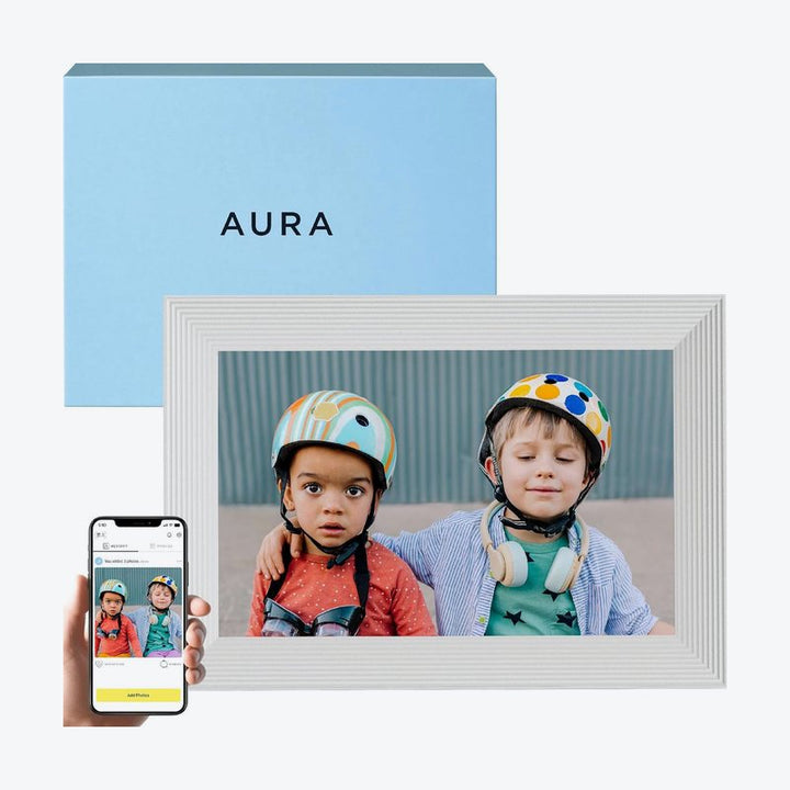 Open Box - Aura Carver 10.1" Wi-Fi Digital Photo Frame (AF600-WHT) - Sea Salt