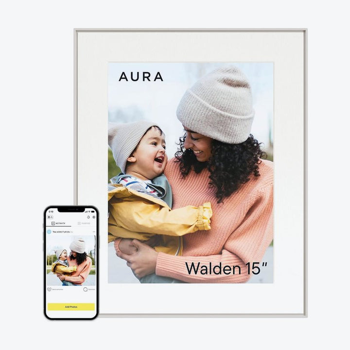 Open Box - Aura Walden 15" Wi-Fi Digital Photo Frame - White Clay