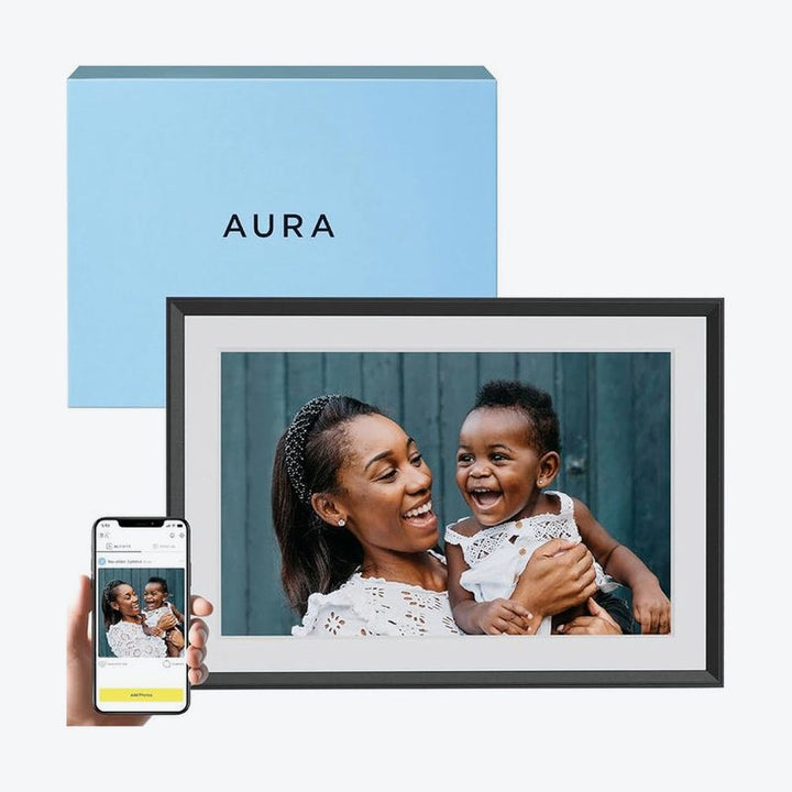 Open Box - Aura Carver 10.1" Wi-Fi Digital Photo Frame - Gravel with White Mat (AF900-MBLK)