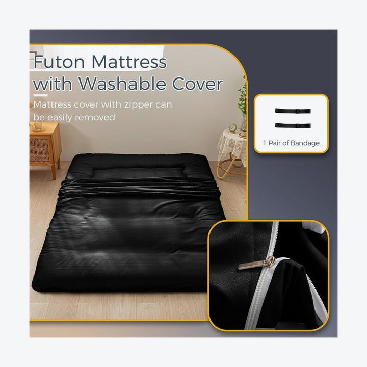 MAXYOYO 6" Japanese Floor Mattress Full Size Futon Mattress - Black