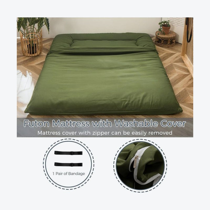 MAXYOYO 6" Japanese Floor Mattress Full Size Futon Mattress - Olive Green