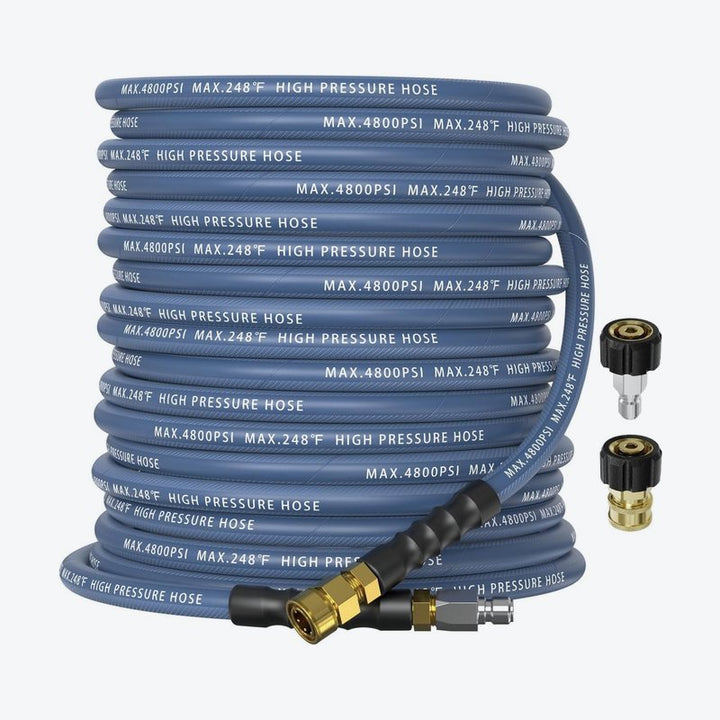 CADEGUO 3/8" Pressure Washer Hose 100FT 4800 PSI, Kink Resistant Steel Braided Layer & NonMarking Rubber for Hot/Cold Water